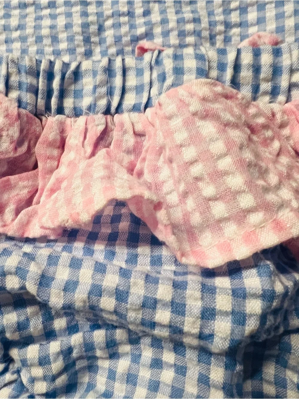Cecil and Lou Children's Blue & Pink Gingham Ruffle Bikini Set Size 24 Mos.